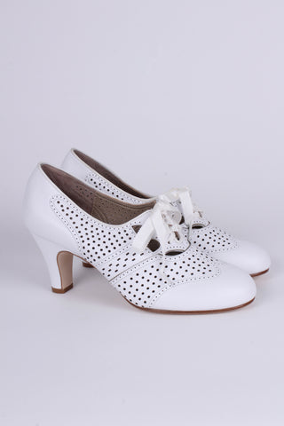 Early 1930s oxford high heels- White - Marie
