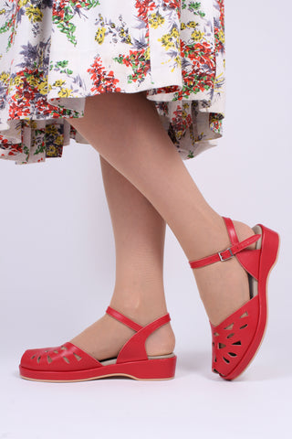 1940s / 50s summer wedge sandals -Red - Sidse