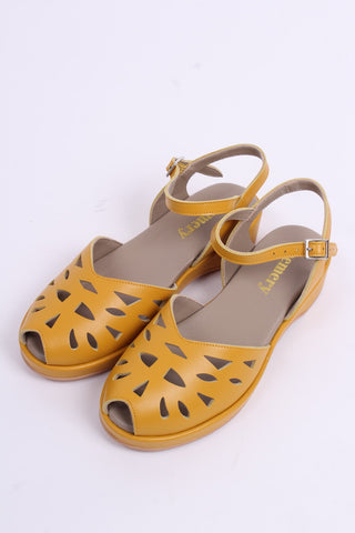 1940s / 50s summer wedge sandals - Yellow - Sidse