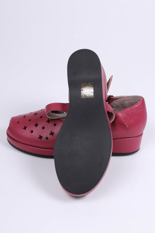 1940s style summer sandals /  wedges - Burgundy / Raspberry - Norma