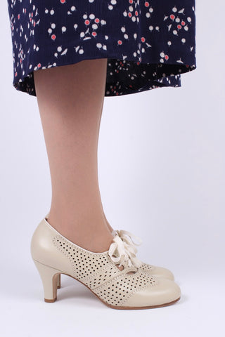 Early 1930s oxford high heels- Cream - Marie