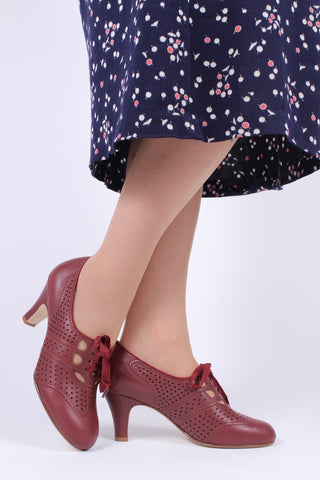 Early 1930s oxford high heels- Brown red - Marie