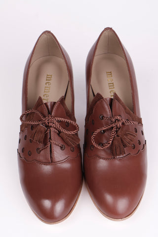 1930s everyday Oxford heels with tassels - Brown - Mildred