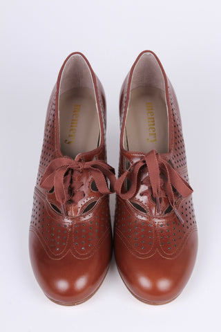 Early 1930s oxford high heels- Cognac Brown - Marie