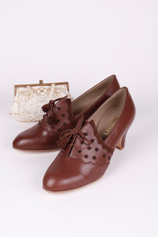 1930s everyday Oxford heels with tassels - Brown - Mildred