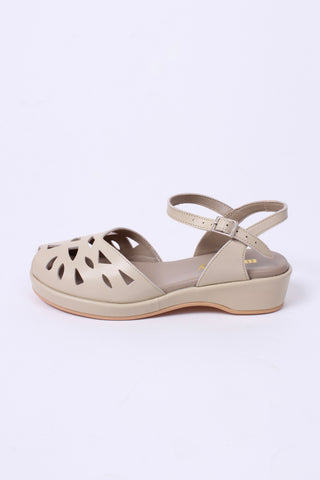 1940s / 50s summer wedge sandals - Cream - Sidse