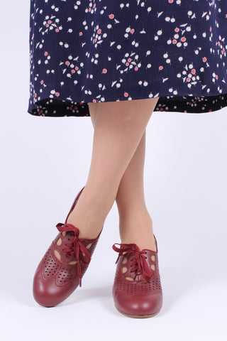 Early 1930s oxford high heels- Brown red - Marie