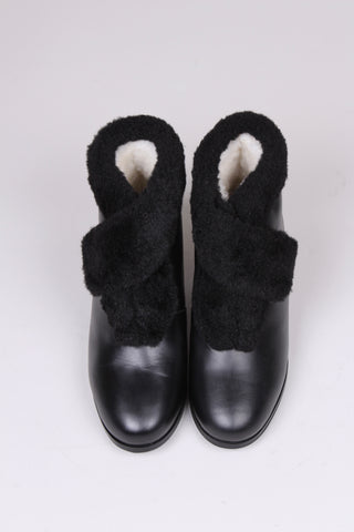 Early 1950s booties with wool lining- Black - Maria