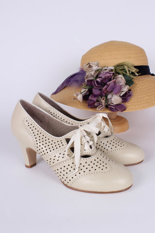 1930s everyday oxford high heel shoes - Cream - Marie