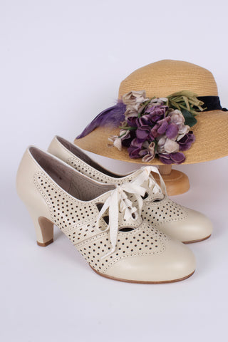 Early 1930s oxford high heels- Cream - Marie
