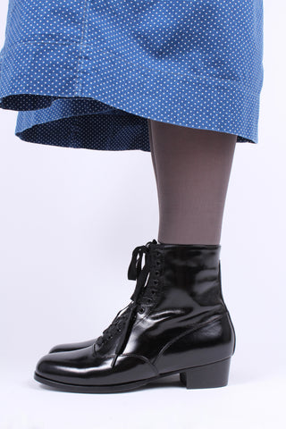 10s / 20s  style everyday leather boot  - Black - Britta