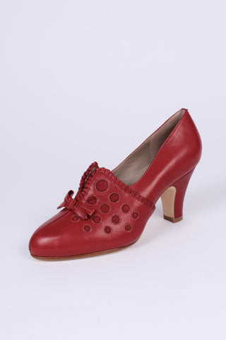 1930s pumps with decorations in suede - red - Stella