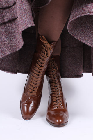 Edwardian everyday walking boot, 1910 - Brown - Alice