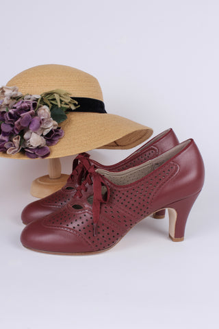 Early 1930s oxford high heels- Brown red - Marie