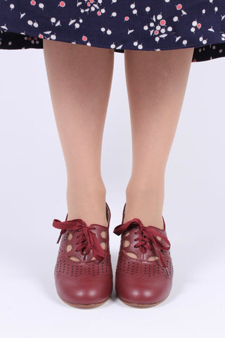 Early 1930s oxford high heels- Brown red - Marie