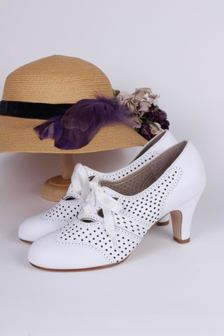 Early 1930s oxford high heels- White - Marie