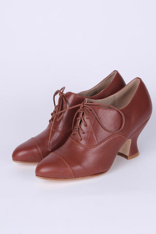 Edwardian Oxford shoe with pompadour heel - 1900 - Brown- Bertha