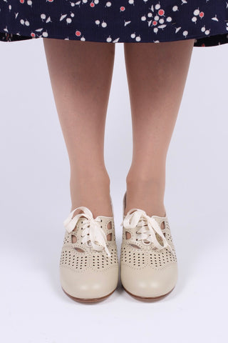 Early 1930s oxford high heels- Cream - Marie