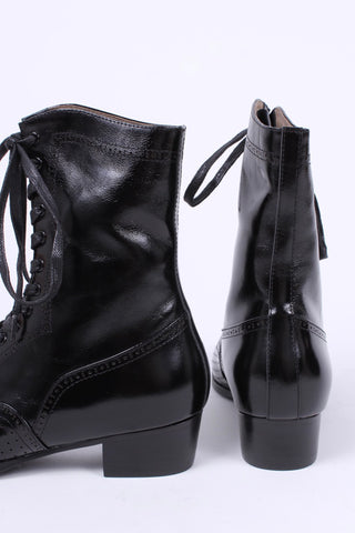 20s / 30s style everyday leather boot  - Black - Martha