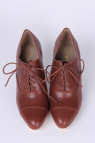 Edwardian Oxford shoe with pompadour heel - 1900 - Brown- Bertha