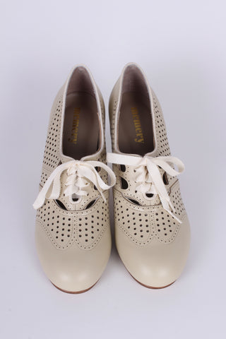 Early 1930s oxford high heels- Cream - Marie