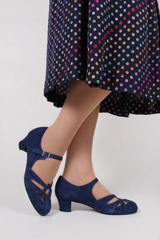 Late 1930s / early 1940s suede shoes - Navy blue- Ida