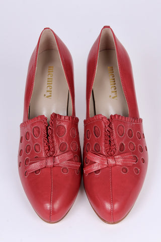 1930s pumps with decorations in suede - red - Stella