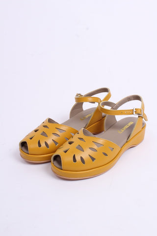 1940s / 50s summer wedge sandals - Yellow - Sidse