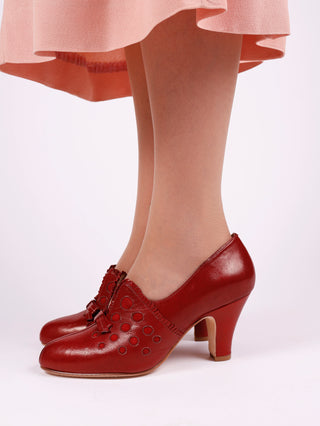 1930s pumps with decorations in suede - red - Stella