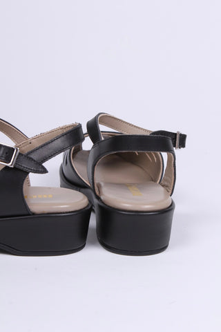 1940s / 50s summer wedge sandals - Black - Sidse