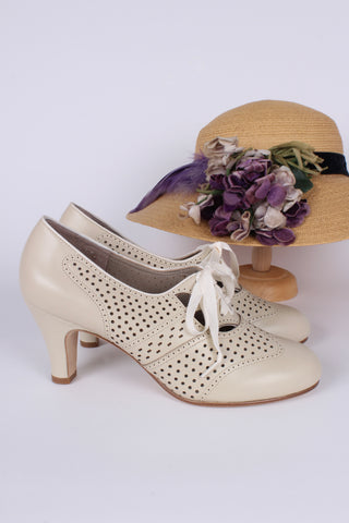 Early 1930s oxford high heels- Cream - Marie
