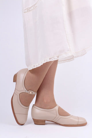 1920s Mary Jane everyday shoe - Cream - Ruby