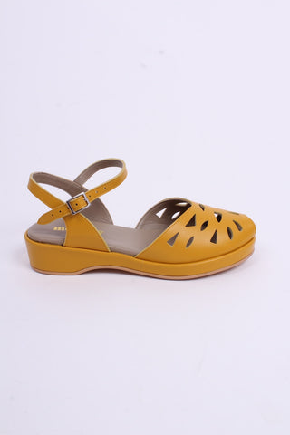 1940s / 50s summer wedge sandals - Yellow - Sidse
