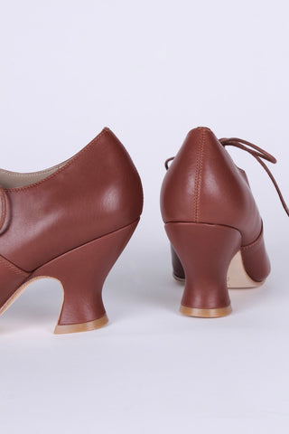 Edwardian Oxford shoe with pompadour heel - 1900 - Brown- Bertha