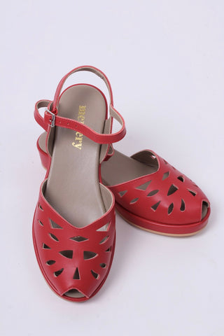 1940s / 50s summer wedge sandals -Red - Sidse
