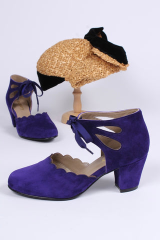 40's vintage style pumps in suede - Purple - Alma