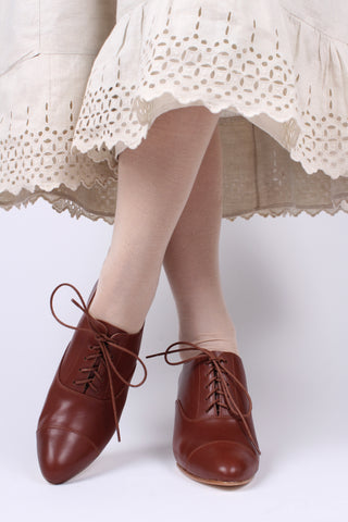 Edwardian Oxford shoe with pompadour heel - 1900 - Brown- Bertha