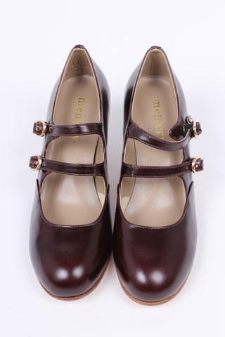 Early 30s pump with double ankle straps - Dark brown - Judy