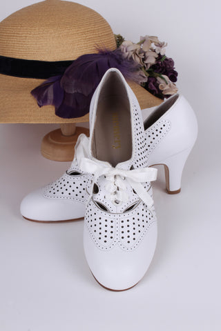 Early 1930s oxford high heels- White - Marie