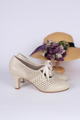 Early 1930s oxford high heels- Cream - Marie