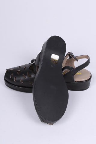 1940s / 50s summer wedge sandals - Black - Sidse