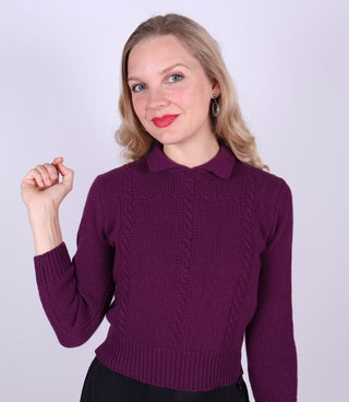 Feminine 1940s vintage style pullover - Purple - Gertrud