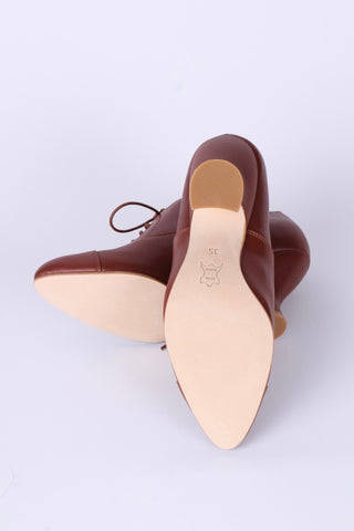 Edwardian Oxford shoe with pompadour heel - 1900 - Brown- Bertha