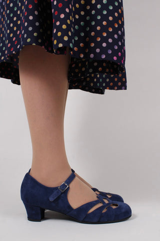 Late 1930s / early 1940s suede shoes - Navy blue- Ida