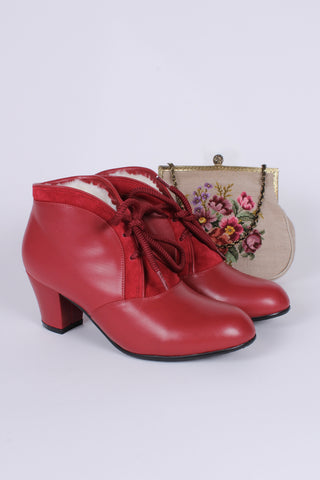 1940s / early 1950s winter ankle boots  - Red - Lillie