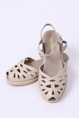 1940s / 50s summer wedge sandals - Cream - Sidse