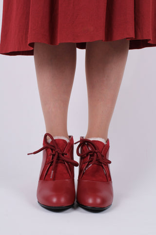 1940s / early 1950s winter ankle boots  - Red - Lillie