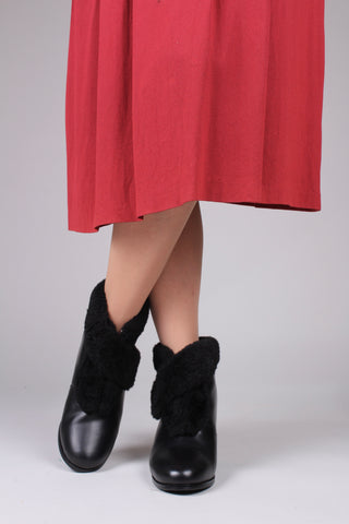 Early 1950s booties with wool lining- Black - Maria