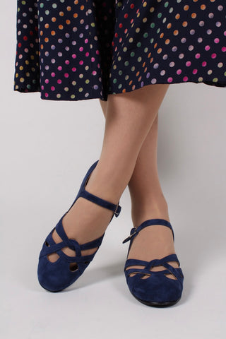 Late 1930s / early 1940s suede shoes - Navy blue- Ida