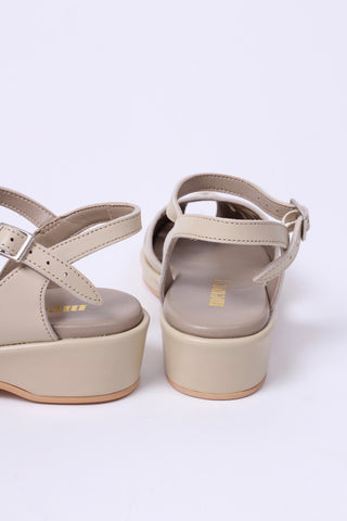 1940s / 50s summer wedge sandals - Cream - Sidse